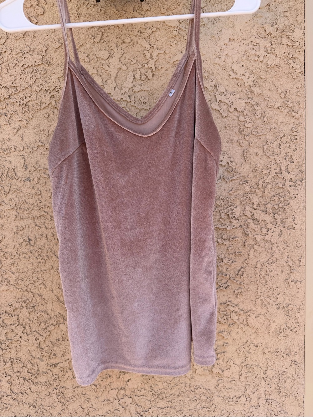 Velvet Spaghetti-Strap Cami in Mauve Pink